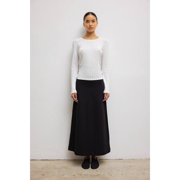 Leset Pointelle Slim Fit Long Sleeve - S - White - Picture 2 of 5